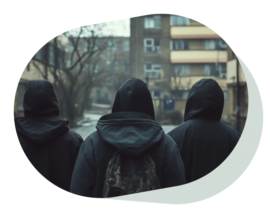 Teens or young people wearing hoodies